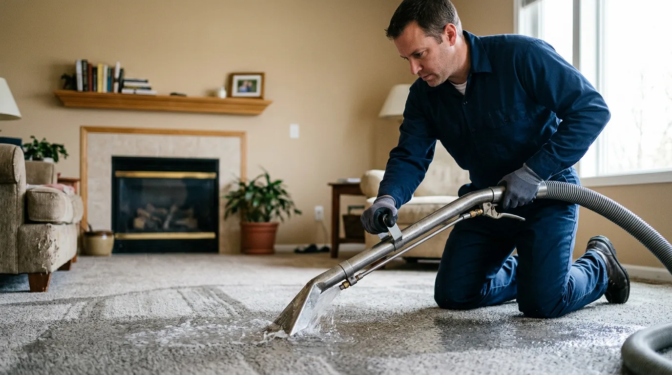 Water damage restoration technician working near Cummings, KS